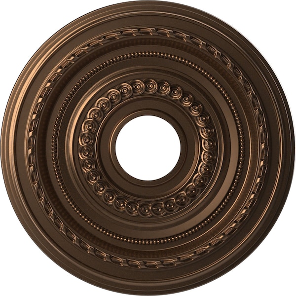 Ekena Millwork Cole PVC Ceiling Medallion (Canopies up to 4 1/2"), 16"OD x 3 1/2"ID x 1"P, Metallic Antique Brass CMP16COCAB - main